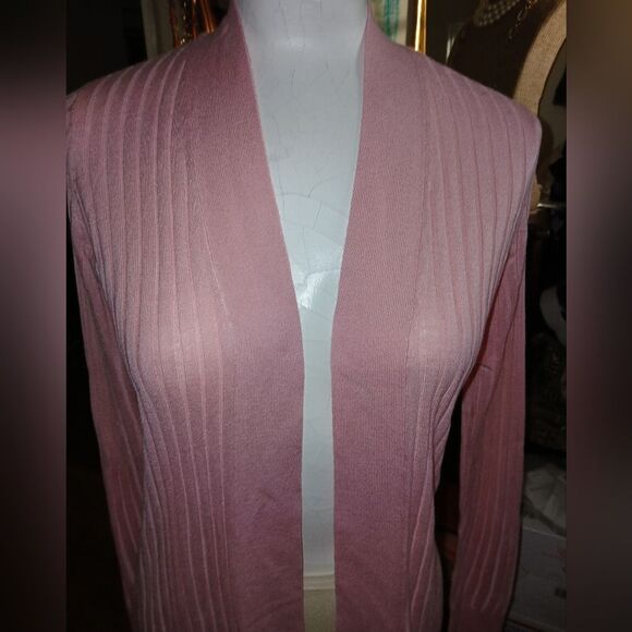 LOFT Lightweight Cardigan Women's Light Pink Open Front Long Sleeve XXSP - Picture 4 of 8